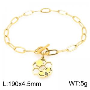 Personalized design countryside style stainless steel bracelet paired with honeycomb and bee pendant - KB204557-Z