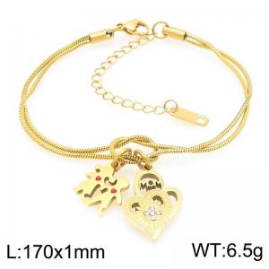 Mother's Day Gift Stainless Steel Bracelet Jewelry Paired with Men's and Girls' Heart shaped MOM Pendants with Diamonds - KB204558-Z