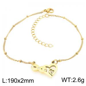 Personalized design stainless steel bracelet paired with diamond studded heart-shaped pendant - KB204559-Z