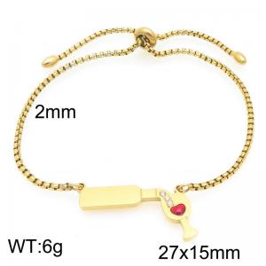 Personalized design stainless steel bracelet paired with red wine drinking high footed glass pendant - KB204560-Z