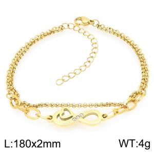 Personalized design stainless steel double-layer square pearl bracelet paired with diamond inlaid infinite symbol pendant - KB204564-Z