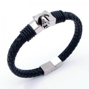 Stainless Steel Leather Bracelet - KB204662-SJ