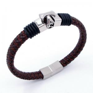 Stainless Steel Leather Bracelet - KB204663-SJ