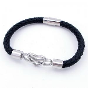 Stainless Steel Leather Bracelet - KB204667-SJ