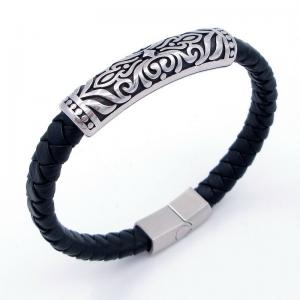 Stainless Steel Leather Bracelet - KB204669-SJ
