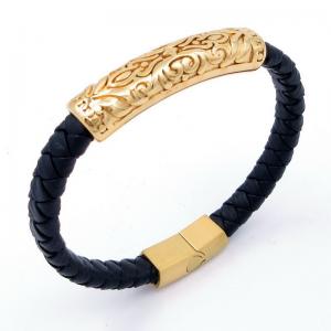 Stainless Steel Leather Bracelet - KB204670-SJ