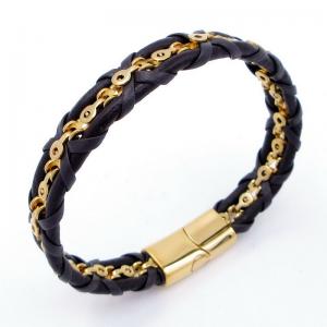 Stainless Steel Leather Bracelet - KB204672-SJ