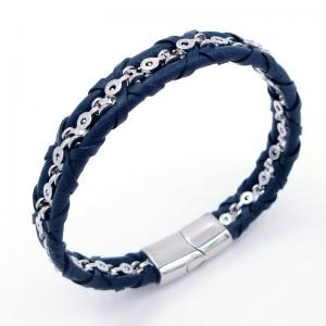 Stainless Steel Leather Bracelet - KB204674-SJ