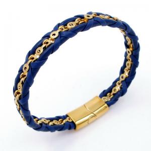 Stainless Steel Leather Bracelet - KB204675-SJ
