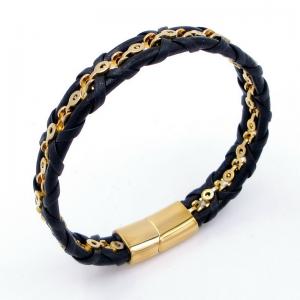 Stainless Steel Leather Bracelet - KB204676-SJ