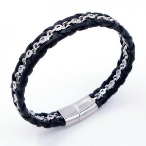 Stainless Steel Leather Bracelet - KB204677-SJ