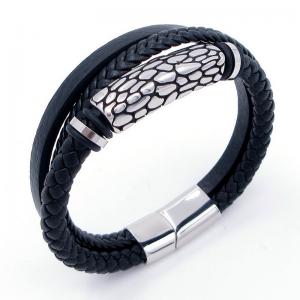 Stainless Steel Leather Bracelet - KB204678-SJ