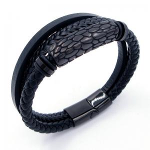 Stainless Steel Leather Bracelet - KB204679-SJ