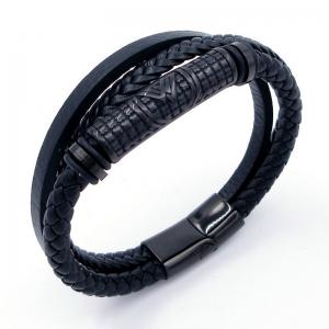 Stainless Steel Leather Bracelet - KB204680-SJ
