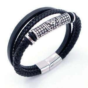 Stainless Steel Leather Bracelet - KB204681-SJ