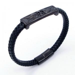 Stainless Steel Leather Bracelet - KB204683-SJ