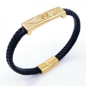 Stainless Steel Leather Bracelet - KB204684-SJ