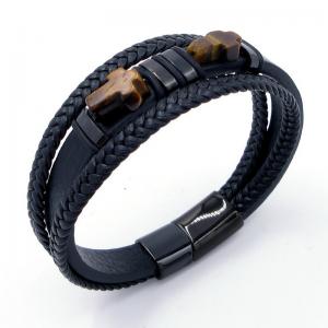 Stainless Steel Leather Bracelet - KB204687-SJ
