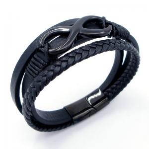 Stainless Steel Leather Bracelet - KB204688-SJ
