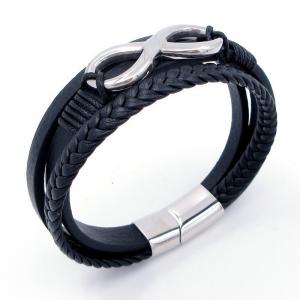 Stainless Steel Leather Bracelet - KB204689-SJ