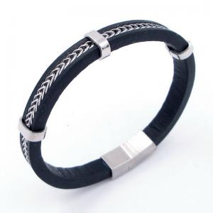 Stainless Steel Leather Bracelet - KB204690-SJ