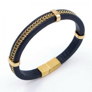 Stainless Steel Leather Bracelet - KB204691-SJ