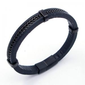 Stainless Steel Leather Bracelet - KB204692-SJ