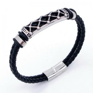 Stainless Steel Leather Bracelet - KB204693-SJ
