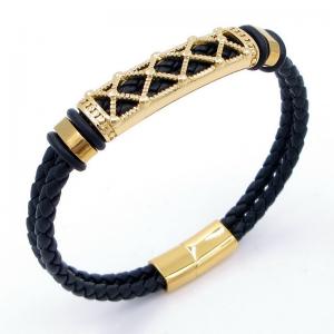 Stainless Steel Leather Bracelet - KB204694-SJ