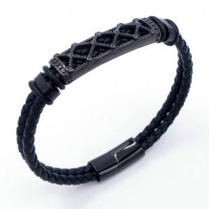 Stainless Steel Leather Bracelet - KB204695-SJ
