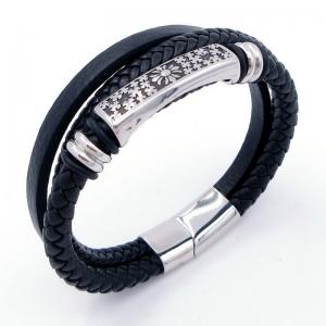 Stainless Steel Leather Bracelet - KB204696-SJ
