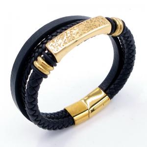 Stainless Steel Leather Bracelet - KB204697-SJ