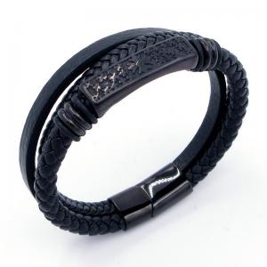 Stainless Steel Leather Bracelet - KB204698-SJ