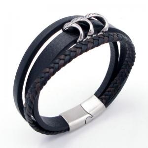 Stainless Steel Leather Bracelet - KB204699-SJ