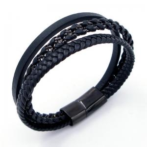 Stainless Steel Leather Bracelet - KB204702-SJ