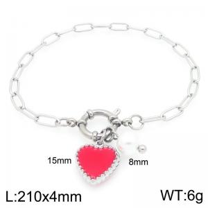 Stainless Steel Geometric Bracelet With Heart Pendant Silver Color - KB204714-Z