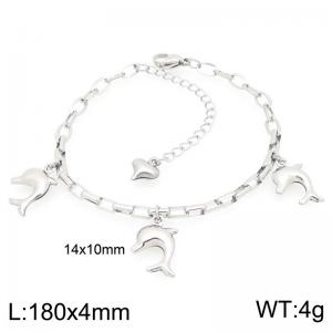 Stainless Steel Geometric Bracelet With Dolphin Pendant Silver Color - KB204738-Z