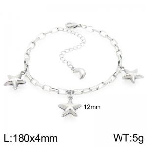 Stainless Steel Geometric Bracelet With Five Stars Pendant Silver Color - KB204740-Z