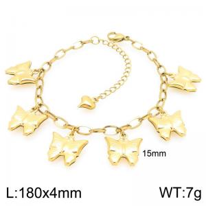Stainless Steel Geometric Bracelet With Butterfly Pendant Gold Color - KB204741-Z