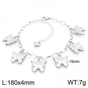 Stainless Steel Geometric Bracelet With Butterfly Pendant Silver Color - KB204742-Z