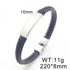 Stainless Steel Leather Bracelet - KB204746-JR