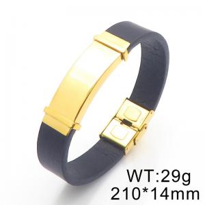 Stainless Steel Leather Bracelet - KB204747-JR