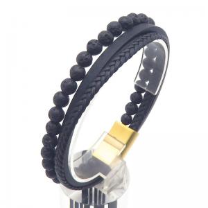 Stainless Steel Leather Bracelet - KB204748-JR