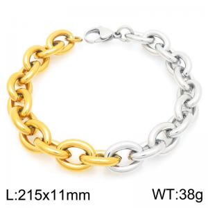 Punk Hip-hop Thick Chain Collarbone Bracelet Creative Mixed-color Metal Stainless Steel Oval Chain Brracelets - KB205207-Z
