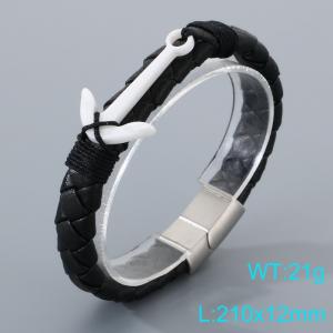 Stainless Steel Leather Bracelet - KB205293-JR