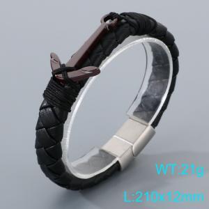 Stainless Steel Leather Bracelet - KB205294-JR