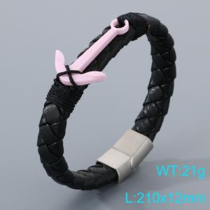 Stainless Steel Leather Bracelet - KB205295-JR