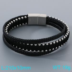 Stainless Steel Leather Bracelet - KB205299-JR