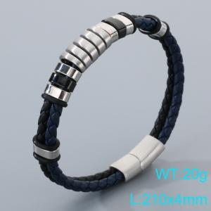 Stainless Steel Leather Bracelet - KB205302-JR