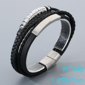 Stainless Steel Leather Bracelet - KB205305-JR